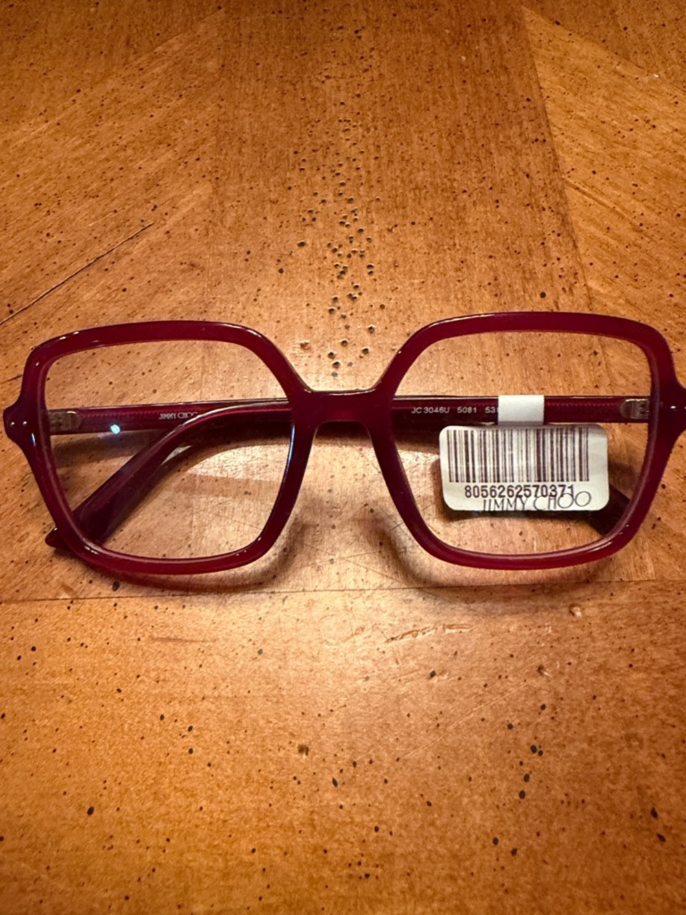 Jimmy Choo Wine Red Geometric Square Glasses